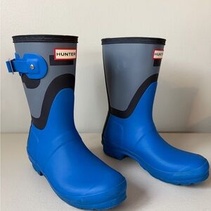 Women's Blue and Gray Waterproof Hunter Boots
